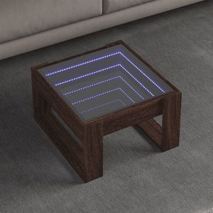 vidaXL Măsuță de cafea cu LED infinity, stejar maro, 50x53x30 cm imagine