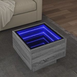 vidaXL Masă laterală cu LED, sonoma gri, 40x40x30 cm, lemn prelucrat imagine