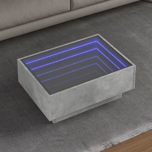 vidaXL Măsuță de cafea cu LED, gri beton, 70x50x30 cm, lemn prelucrat imagine