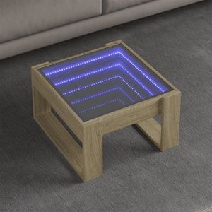 vidaXL Măsuță de cafea cu LED infinity, stejar sonoma, 50x53x30 cm imagine