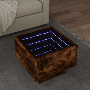 vidaXL Masă laterală cu LED stejar fumuriu 40x40x30 cm lemn prelucrat imagine