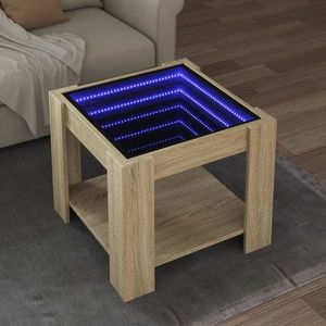 vidaXL Măsuță de cafea cu LED stejar sonoma 53x53x45 cm lemn prelucrat imagine