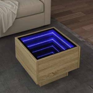 vidaXL Masă laterală cu LED, stejar sonoma, 40x40x30 cm, lemn compozit imagine