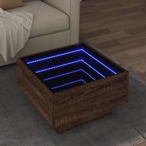 vidaXL Măsuță de cafea cu LED stejar maro 50x50x30 cm lemn prelucrat imagine