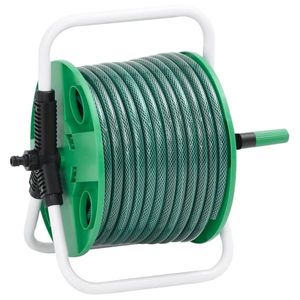 vidaXL Tambur furtun autonom verde set racorduri furtun 0, 5" 20 m PVC imagine