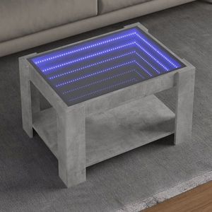 vidaXL Măsuță de cafea cu LED, gri beton, 73x53x45 cm, lemn prelucrat imagine