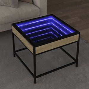 vidaXL Măsuță de cafea cu LED infinity, stejar sonoma, 50x50x41 cm imagine