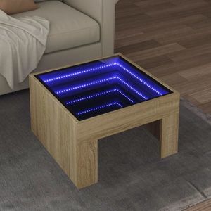 vidaXL Măsuță de cafea cu LED infinity, stejar sonoma, 50x50x30 cm imagine