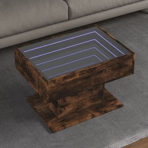 vidaXL Măsuță de cafea cu LED stejar fumuriu 70x50x45cm lemn prelucrat imagine