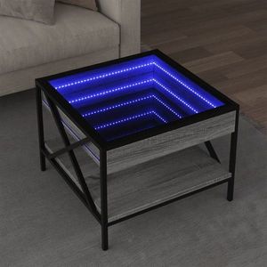 vidaXL Măsuță de cafea cu LED infinity, gri sonoma, 50x50x38 cm imagine