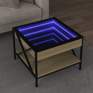 vidaXL Măsuță de cafea cu LED infinity, stejar sonoma, 50x50x38 cm imagine