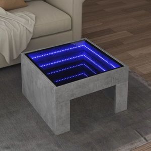 vidaXL Măsuță de cafea cu LED infinity, gri beton, 50x50x30 cm imagine