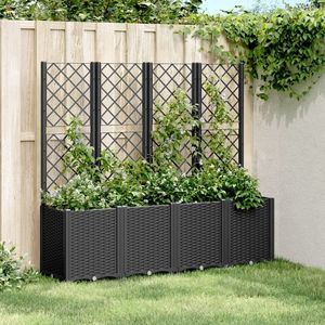 vidaXL Jardinieră de grădină cu spalier, negru, 160x40x140 cm, PP imagine