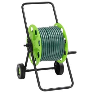 vidaXL Cărucior tambur pentru furtun, verde, cu furtun PVC de 30 m imagine