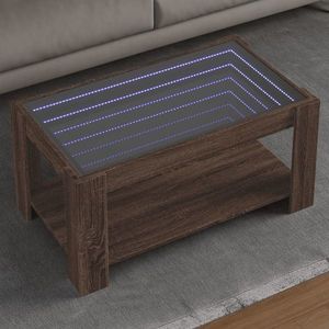 vidaXL Măsuță de cafea cu LED stejar maro 93x53x45 cm lemn prelucrat imagine