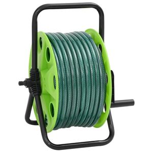 vidaXL Tambur furtun autonom verde set racorduri furtun 0, 5" 20 m PVC imagine