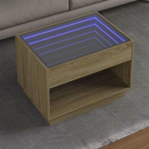 vidaXL Măsuță de cafea cu LED infinity, stejar sonoma, 70x50x50 cm imagine