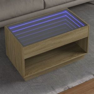 vidaXL Măsuță de cafea cu LED infinity, stejar sonoma, 90x50x50 cm imagine