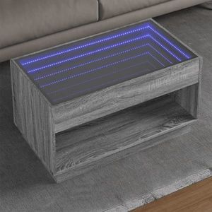 vidaXL Măsuță de cafea cu LED infinity, gri sonoma, 90x50x50 cm imagine