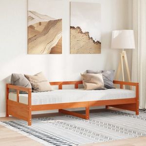 vidaXL Pat de zi cu saltea, maro ceruit, 90x200 cm, lemn masiv pin imagine