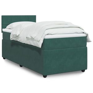 vidaXL Pat box spring cu saltea, verde închis, 90x190 cm, catifea imagine