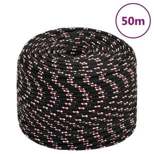 vidaXL Frânghie de barcă, negru, 6 mm, 50 m, polipropilenă imagine