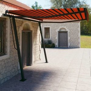 vidaXL Copertină retractabilă manual cu stâlpi, portocaliu/maro 4x3 m imagine