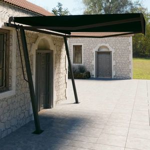 vidaXL Copertină retractabilă manual, cu stâlpi, antracit, 4x3 m imagine