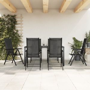 vidaXL Set mobilier pentru grădină, 7 piese, negru, aluminiu imagine