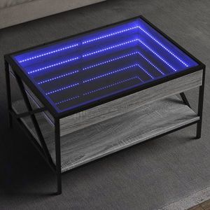 vidaXL Măsuță de cafea cu LED infinity, gri sonoma, 70x50x38 cm imagine