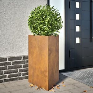 vidaXL Jardiniere grădină, 2 buc., 50x43x75 cm, oțel corten, triunghi imagine