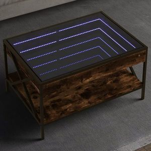 vidaXL Măsuță de cafea cu LED infinity, stejar fumuriu, 70x50x38 cm imagine