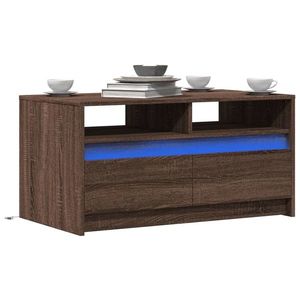 vidaXL Măsuță de cafea cu lumini LED, stejar maro, lemn prelucrat imagine