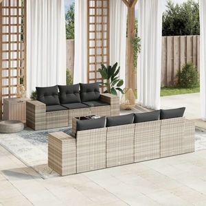 Set mobilier de exterior, 8 piese, poliratan, gri imagine