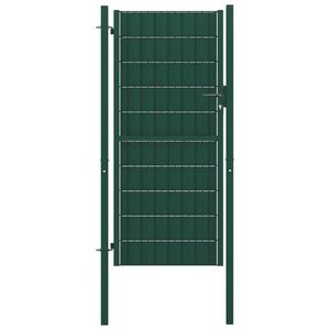 vidaXL Poartă de gard, verde, 100x204 cm, PVC și oțel imagine