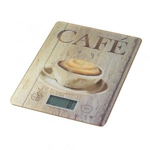 Cantar digital de bucatarie Cafe Wenko, 14 x 19.5 x 1.2 cm, sticla termorezistenta, bej imagine