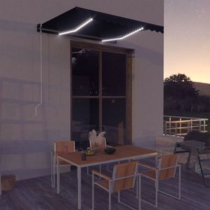 vidaXL Copertină retractabilă manual cu LED, antracit, 300 x 250 cm imagine