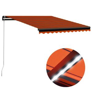 vidaXL Copertină retractabilă manual LED portocaliu și maro 300x250 cm imagine