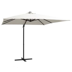 vidaXL Umbrelă în consolă cu LED, stâlp din oțel, nisipiu, 250x250 cm imagine