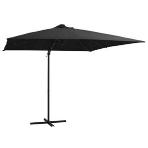 vidaXL Umbrelă în consolă cu LED, stâlp din oțel, negru, 250x250 cm imagine