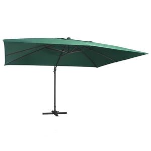 vidaXL Umbrelă în consolă cu LED, stâlp din aluminiu verde 400x300 cm imagine