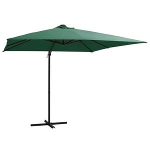 vidaXL Umbrelă suspendată cu LED și stâlp din oțel, verde, 250x250 cm imagine