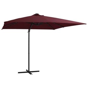 vidaXL Umbrelă în consolă de grădină cu LED-uri, roșu bordo 250x250 cm imagine