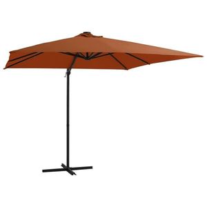 vidaXL Umbrelă în consolă de grădină cu LED-uri, cărămiziu, 250x250 cm imagine