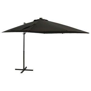 vidaXL Umbrelă în consolă cu stâlp și LED-uri, negru, 250 cm imagine