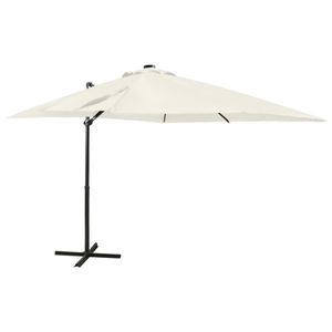 vidaXL Umbrelă în consolă cu stâlp și LED-uri, nisipiu, 250 cm imagine