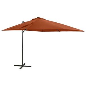 vidaXL Umbrelă în consolă cu stâlp și LED-uri, cărămiziu, 250 cm imagine