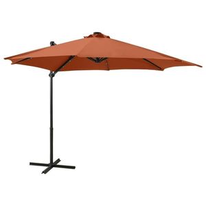 vidaXL Umbrelă în consolă cu stâlp și LED-uri, cărămiziu, 300 cm imagine