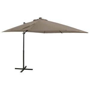 vidaXL Umbrelă suspendată cu stâlp și LED-uri, gri taupe, 250 cm imagine