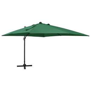 vidaXL Umbrelă în consolă cu stâlp și LED-uri, verde, 300 cm imagine